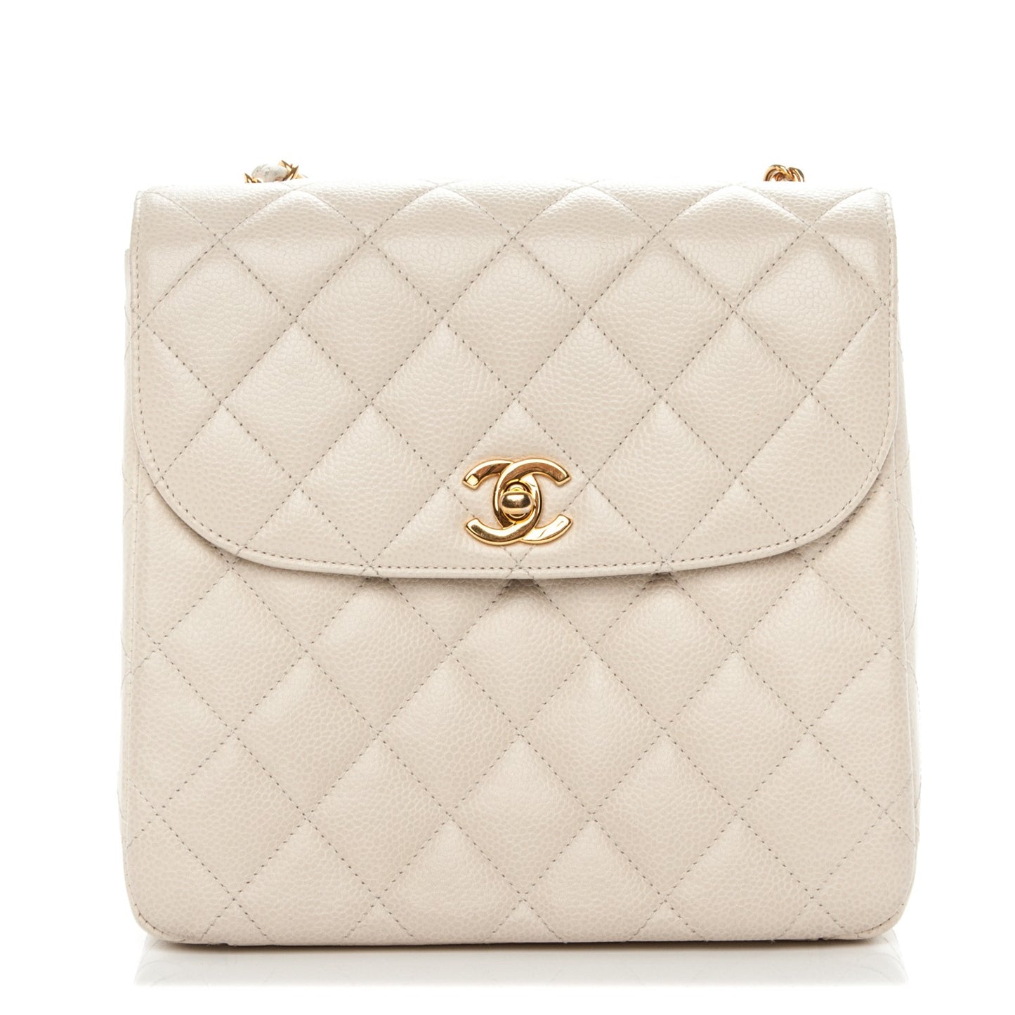 Caviar Quilted Small Single Flap White
