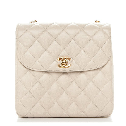 Chanel Caviar Quilted Small Single Flap White 1 of 9