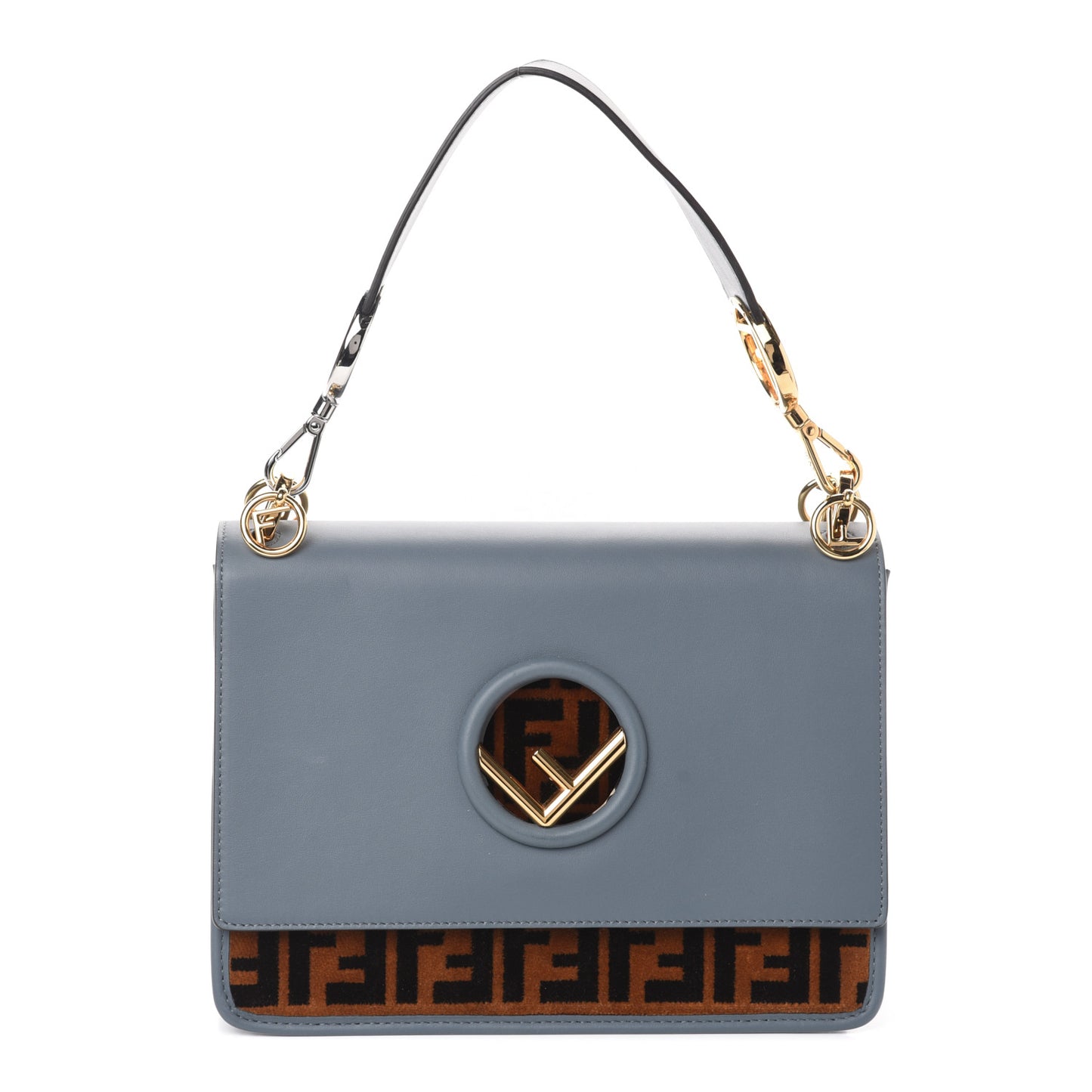 Vitello Century Velvet F is Fendi FF Kan I Shoulder Bag Tobacco Tempesta
