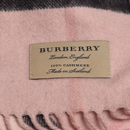 Burberry Cashmere Giant Check Icon Stripe Fringe Scarf Ash Rose 4 of 4