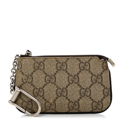 Gucci GG Supreme Monogram Selleria Key Case Beige Ebony Cocoa 1 of 7
