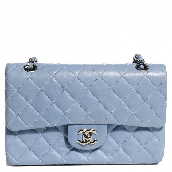Lambskin Small Double Flap Light Blue