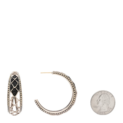 John Hardy Sterling Silver 18K Yellow Gold Black Sapphire Naga Hoop Earrings 2 of 4