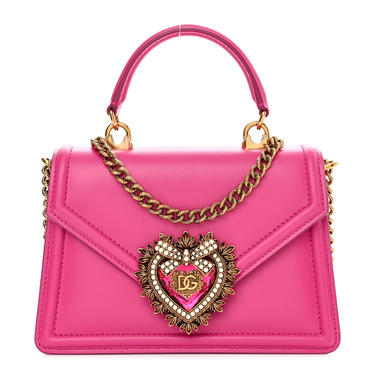 Dolce & Gabbana Smooth Calfskin Small Devotion Envelope Top Handle Bag Pink 1 of 12