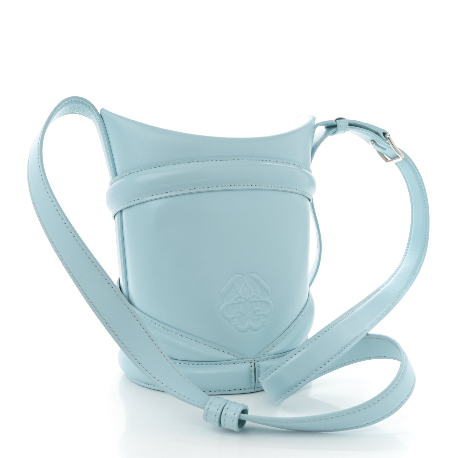 Alexander McQueen Calfskin Mini Curve Bucket Bag Pale Blue 3 of 12