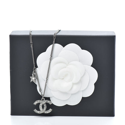 Chanel Crystal Pearl Star CC Necklace Silver 7 of 7