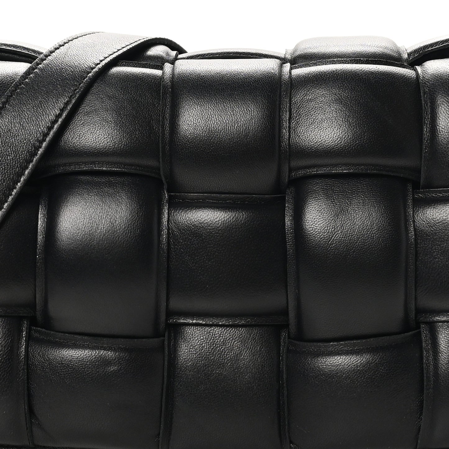 Nappa Maxi Intreccio Padded Cassette Crossbody Bag Black