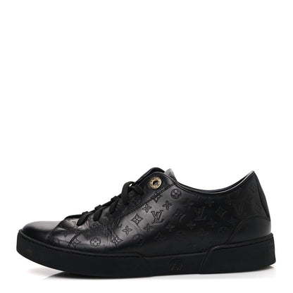 Louis Vuitton Calfskin Embossed Monogram Mens Luxembourg Sneakers 36 Black 1 of 10