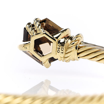David Yurman 18K Yellow Gold Champagne Citrine Diamond 4mm Cable Wrap Bracelet 4 of 5
