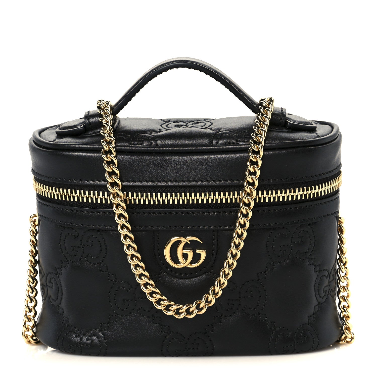 Gucci Calfskin GG Matelasse Mini Top Handle Bag Black 1 of 10