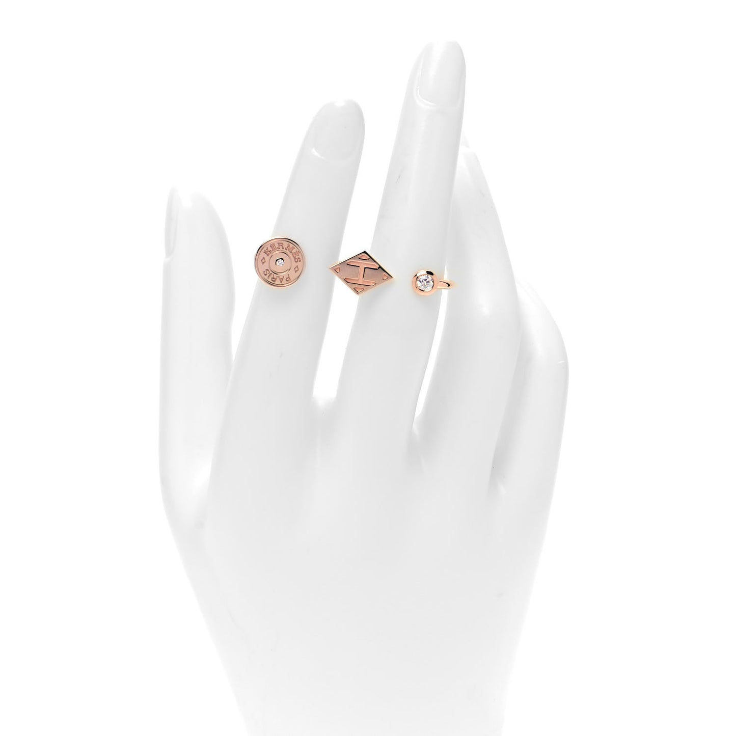 18K Rose Gold Diamond Gambade Double Ring 53 6.5