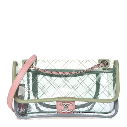 Chanel Lambskin PVC Quilted Medium Coco Splash Flap Blue Green 1 of 13