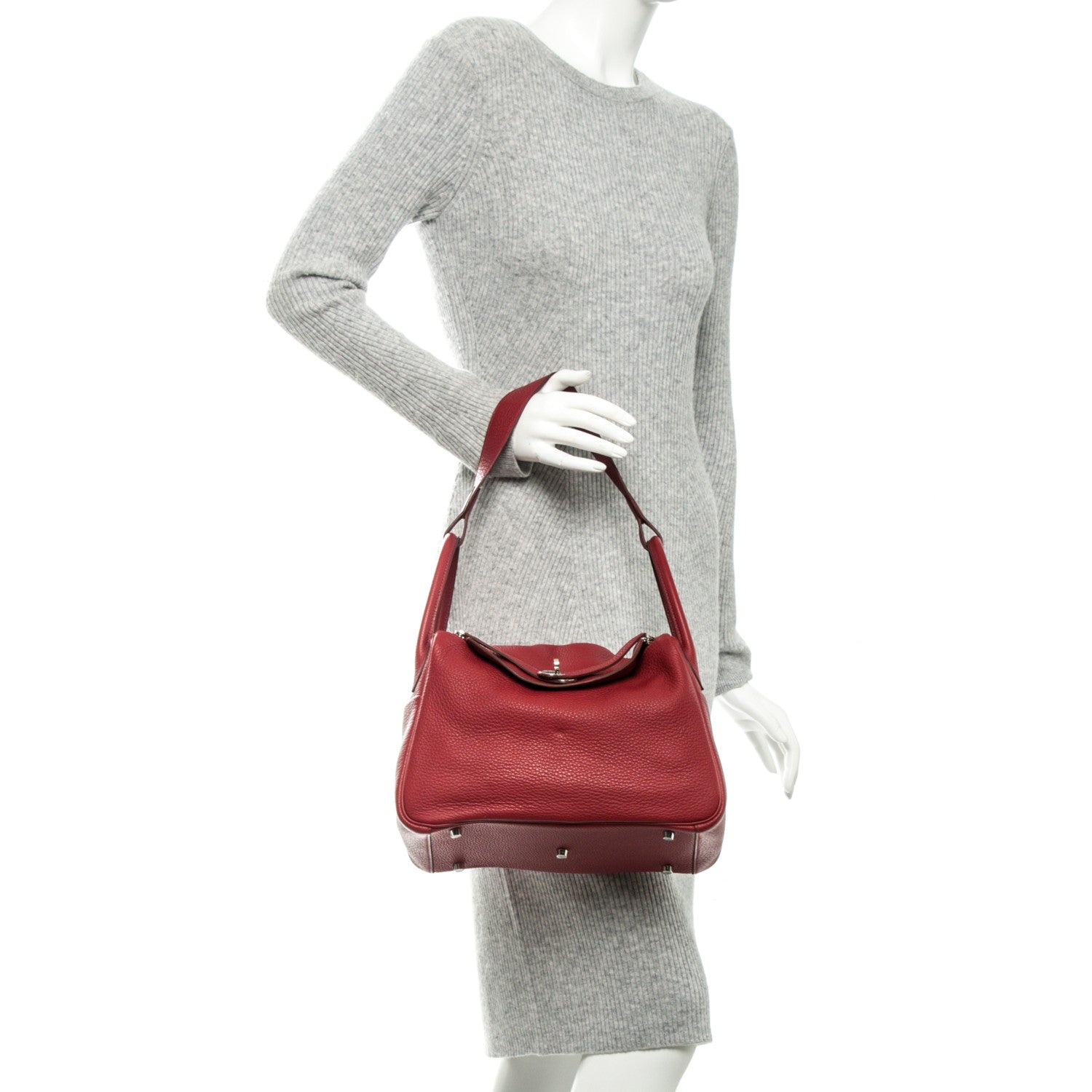 Hermes Taurillon Clemence Lindy 30 Rouge Garance 2 of 7