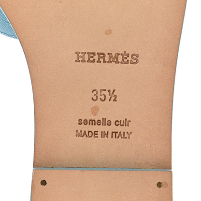 Hermes Epsom Oran Sandals 35.5 Bleu Littoral 6 of 9