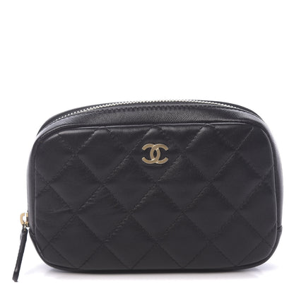 Chanel Lambskin Quilted Small Curvy Pouch Cosmetic Case Black 1 of 8