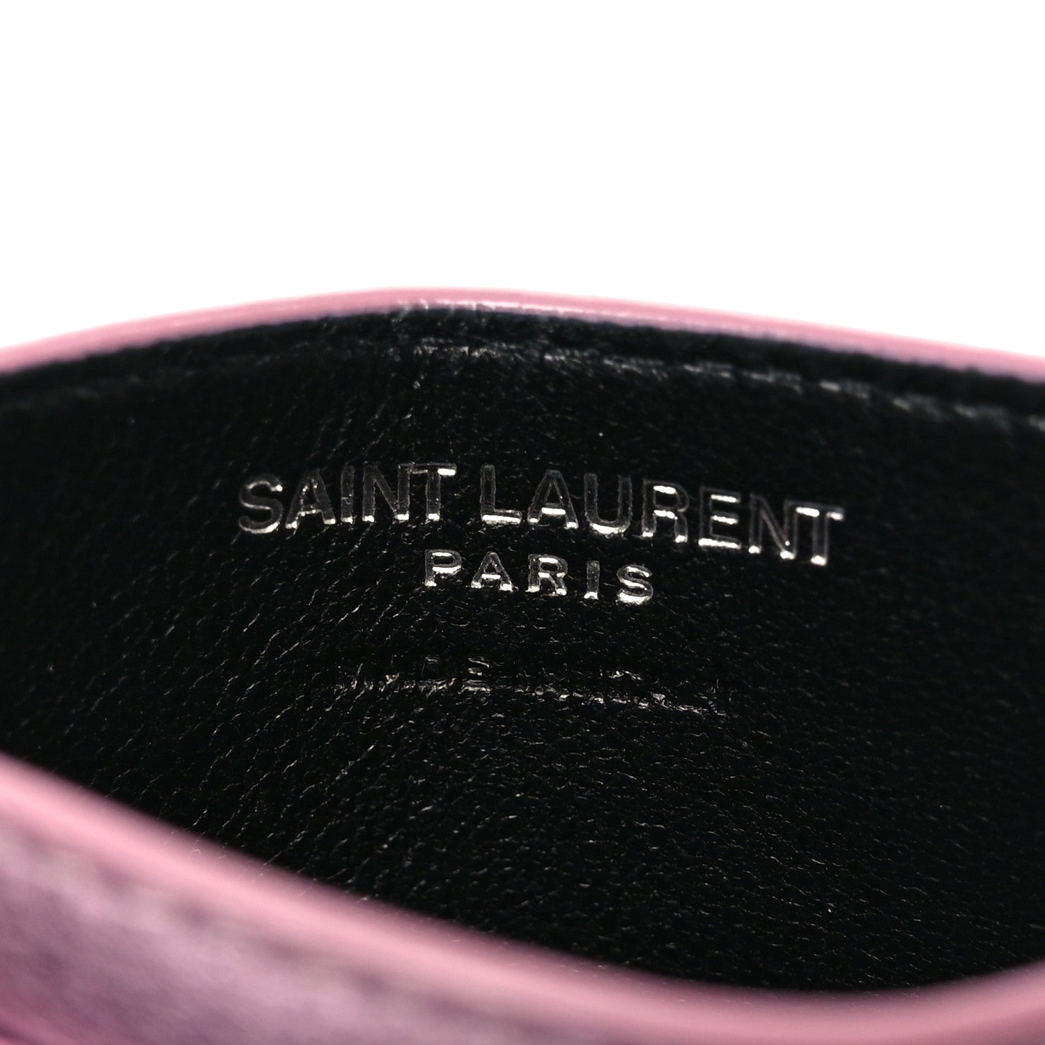 Saint Laurent Metallic Calfskin Monogram Credit Card Case Pink 6 of 8