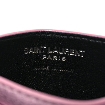 Saint Laurent Metallic Calfskin Monogram Credit Card Case Pink 6 of 8