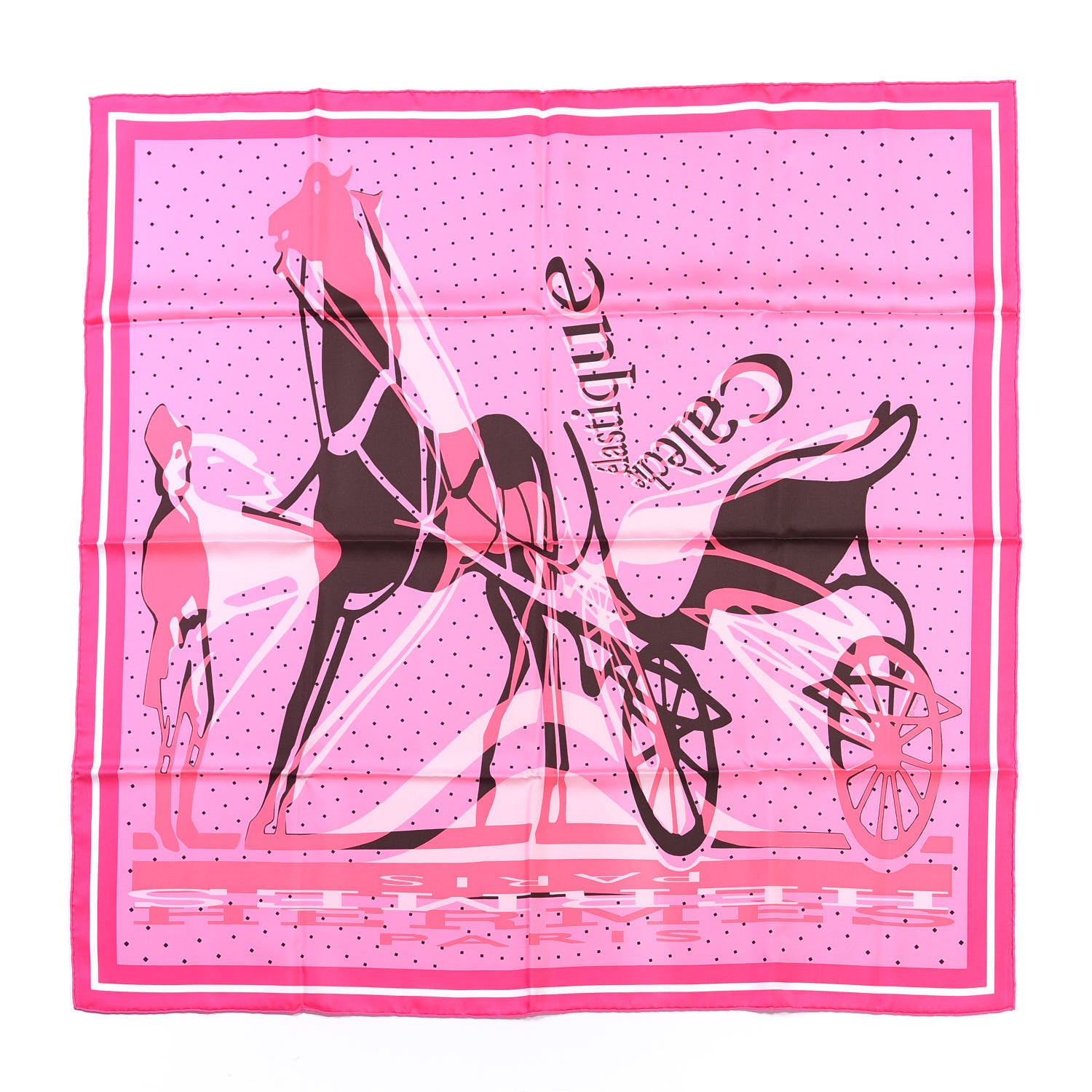 Hermes Silk Caleche Elastique Scarf 90 Rose Vif Marron 1 of 3