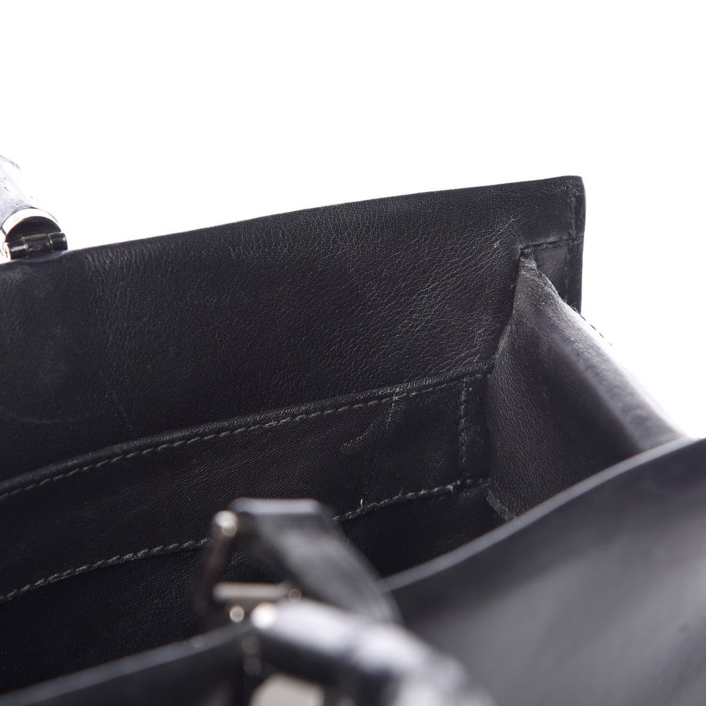 Calfskin Bamboo Top Handle Bag Black