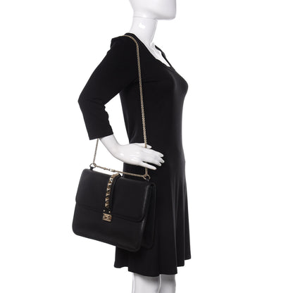 Valentino Garavani Vitello Extra Large Glam Lock Rockstud Flap Black 3 of 13