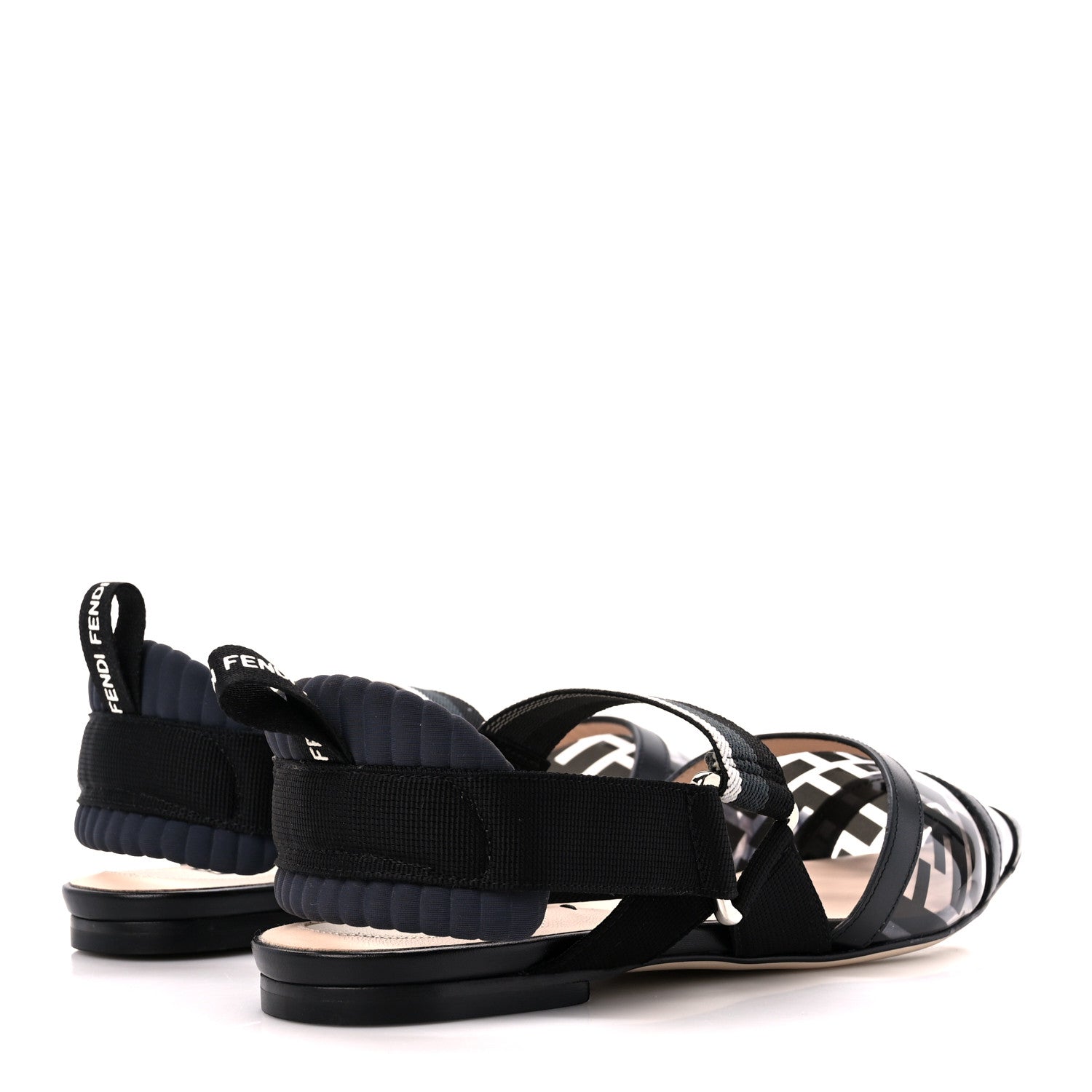Fendi PVC Calfskin FF Colibri Slingback Ballerina Flats 37.5 Tobacco Moro Black Militare 5 of 10