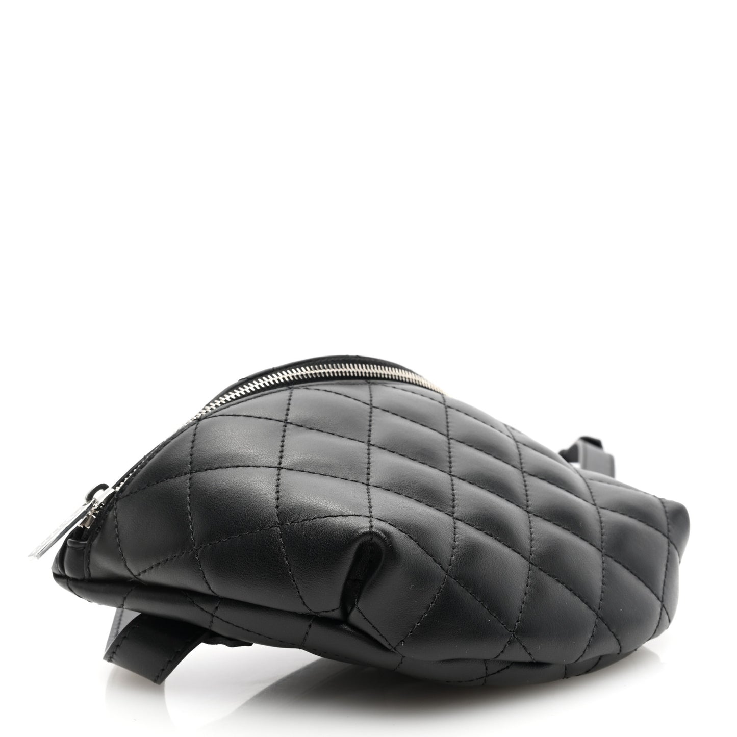 Lambskin Quilted Waist Belt Bag Black