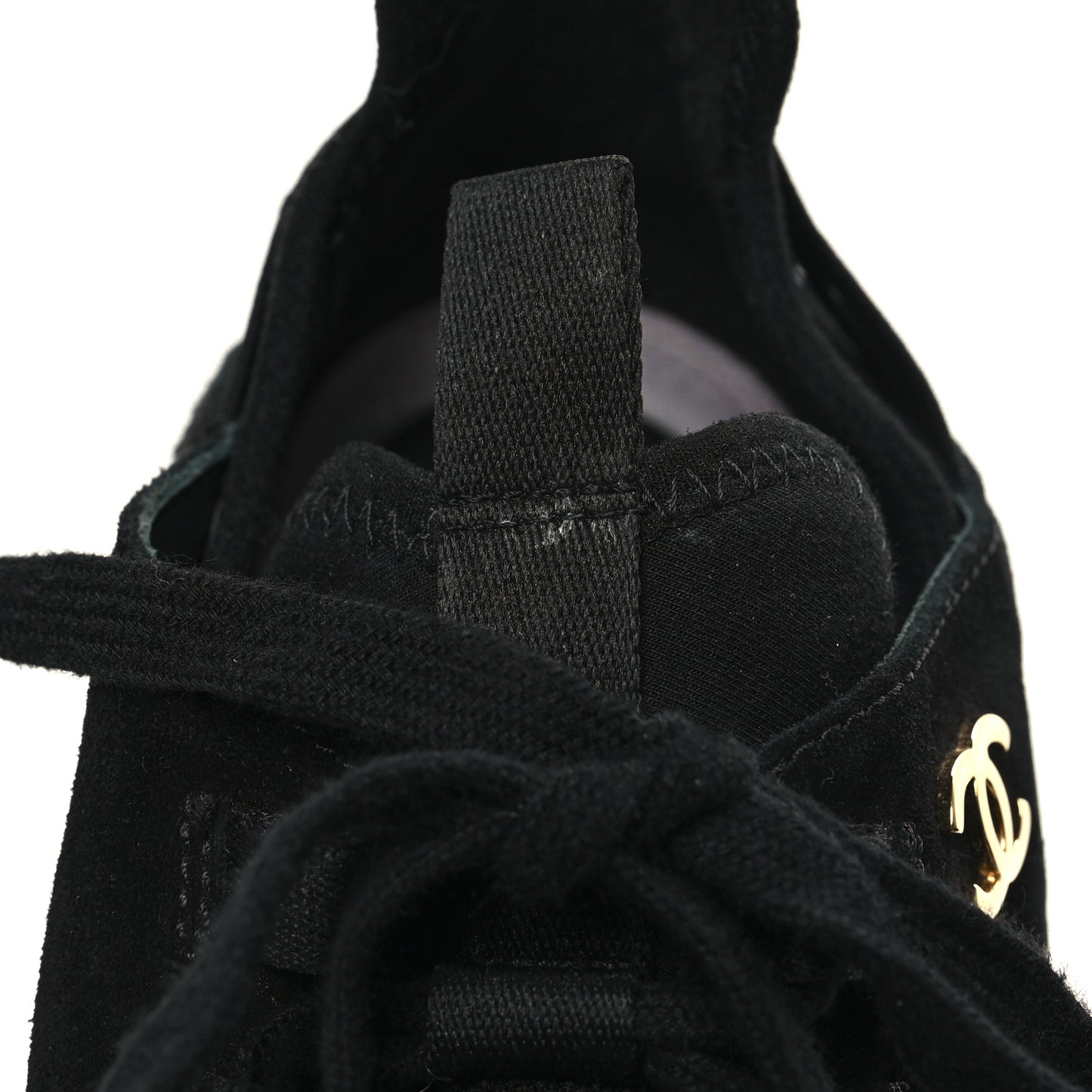 Velvet Calfskin Mixed Fibers CC Sneakers 37.5 Black