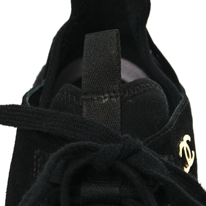 Chanel Velvet Calfskin Mixed Fibers CC Sneakers 37.5 Black 9 of 9