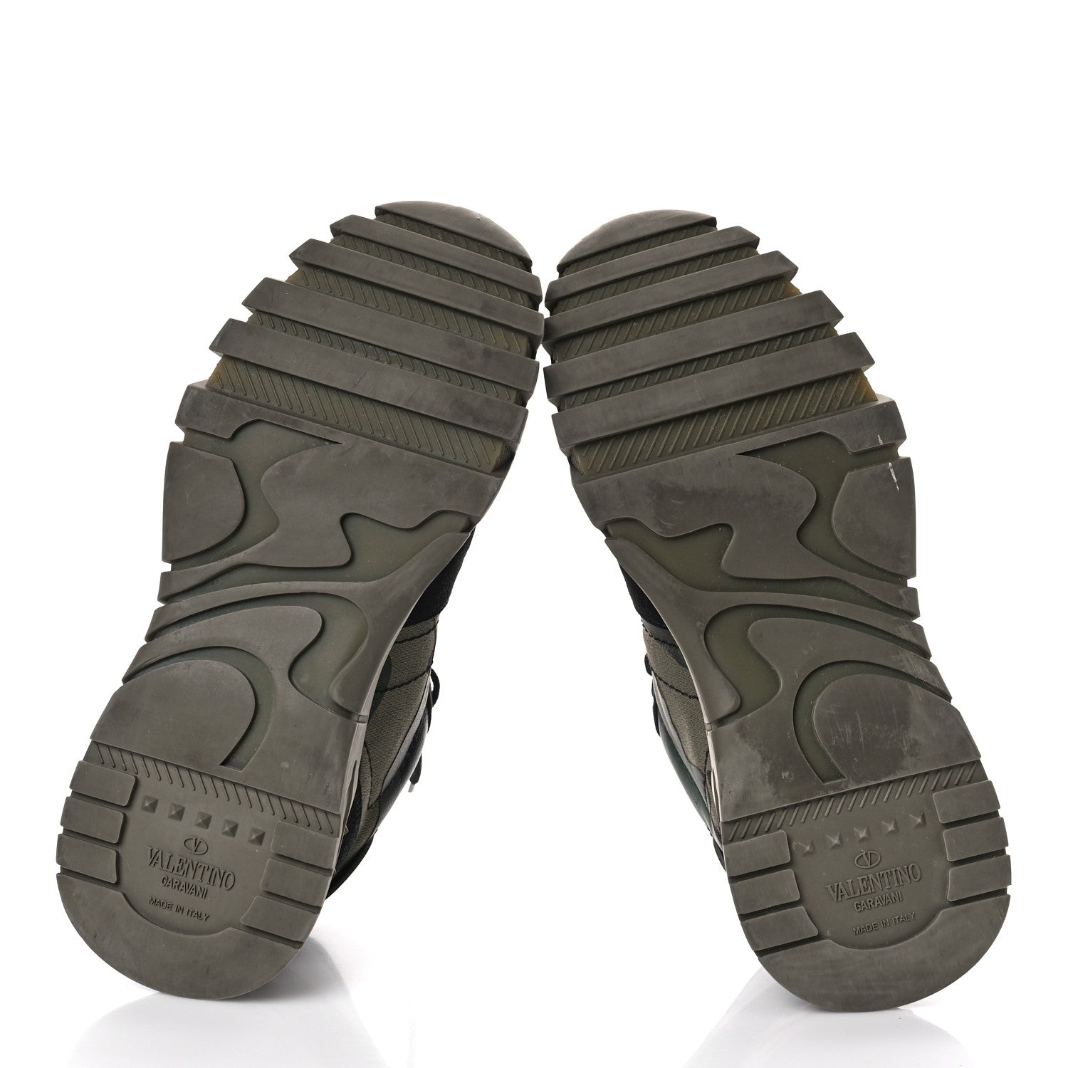 Valentino Garavani Nappa Suede Camouflage Mens Rockrunner Plus Sneakers 44 Army Green Black Multicolor 6 of 10