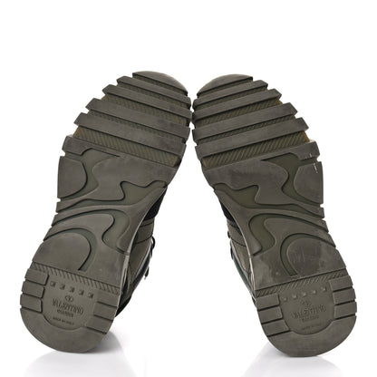 Valentino Garavani Nappa Suede Camouflage Mens Rockrunner Plus Sneakers 44 Army Green Black Multicolor 6 of 10