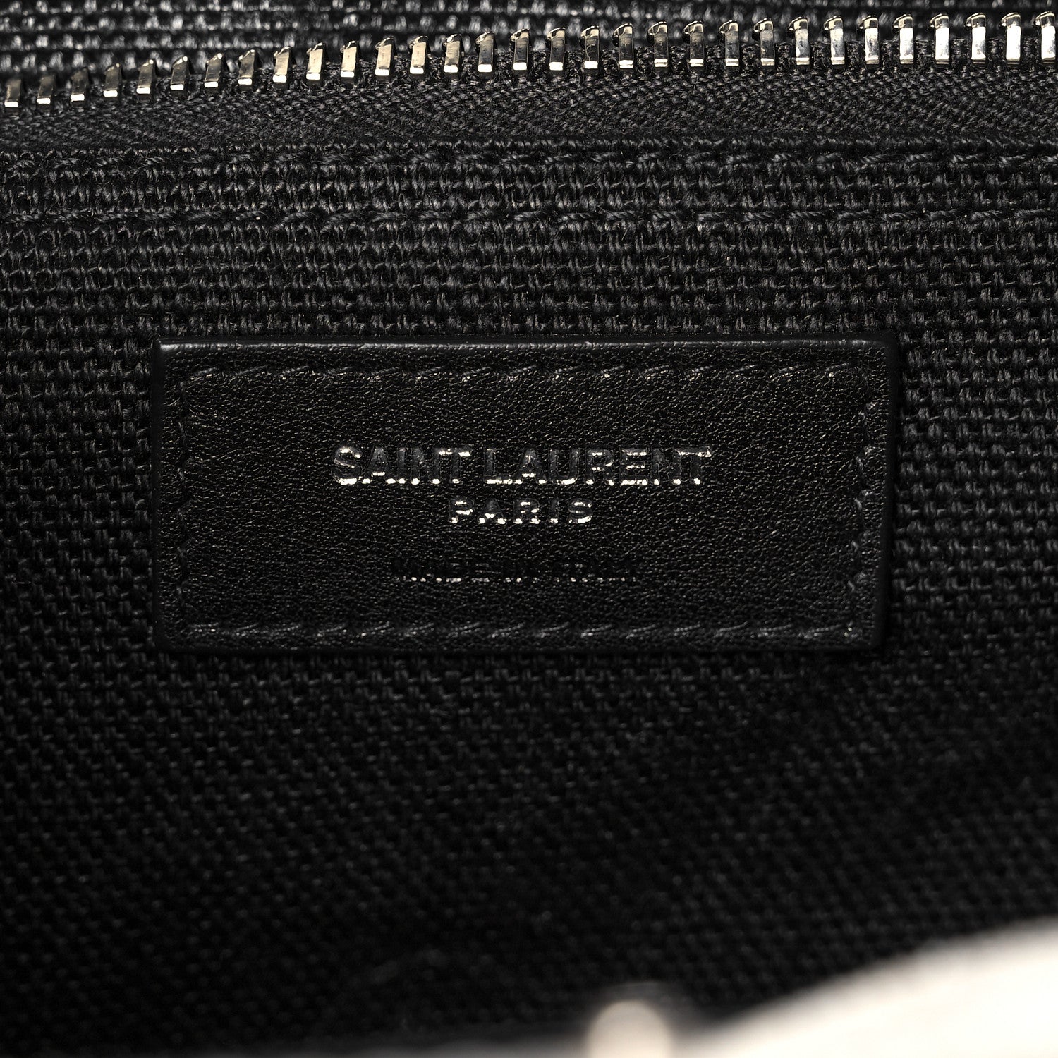 Saint Laurent Linen Calfskin Rive Gauche North South Tote White Black 6 of 8