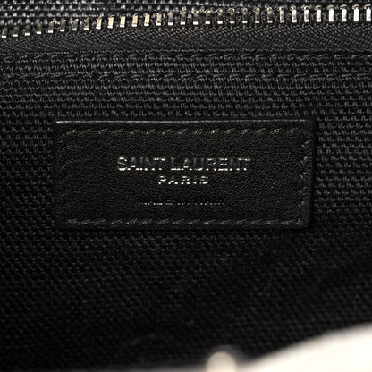 Saint Laurent Linen Calfskin Rive Gauche North South Tote White Black 6 of 8