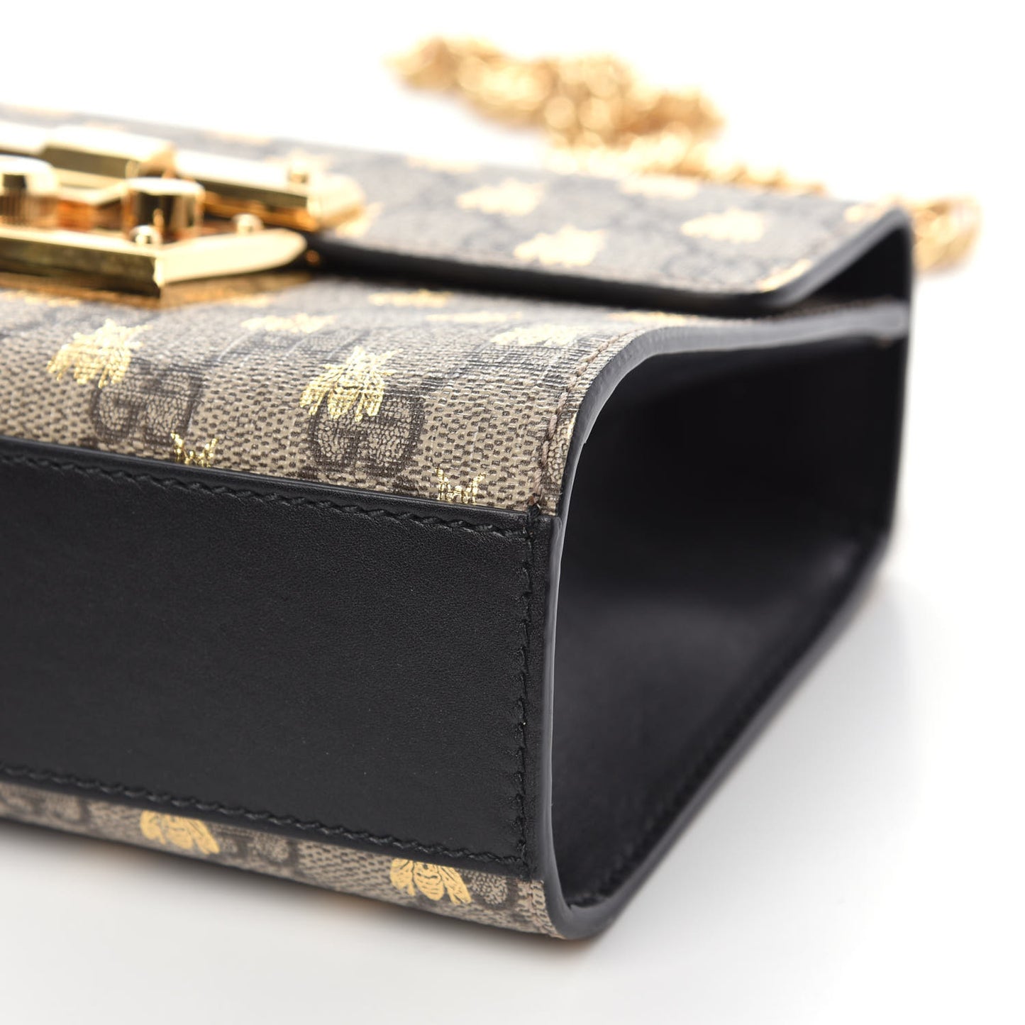 GG Supreme Monogram Bees Small Padlock Shoulder Bag Black