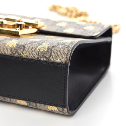 Gucci GG Supreme Monogram Bees Small Padlock Shoulder Bag Black 10 of 13