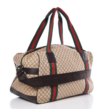 Gucci Diamante Large Web Carry On Duffle Bag Brown 3 of 7