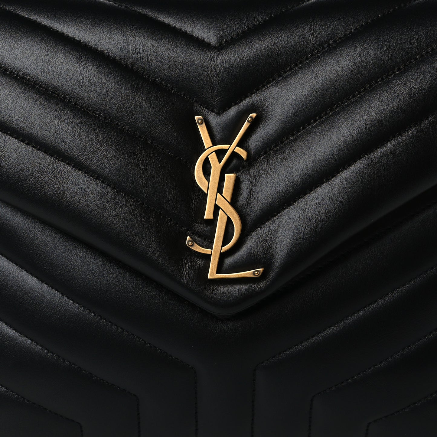Calfskin Y Quilted Monogram Medium Loulou Chain Satchel Black