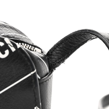 Balenciaga Calfskin Logo Print XS Everyday Camera Bag Black White 10 of 10