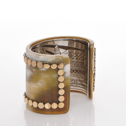 John Hardy Sterling Silver 18K Yellow Gold Dot Buffalo Horn Cuff Medium 3 of 7