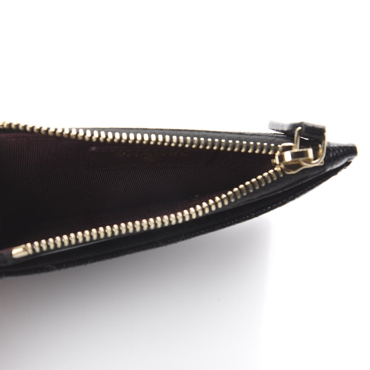 Caviar Quilted CC Zip Card Holder Black