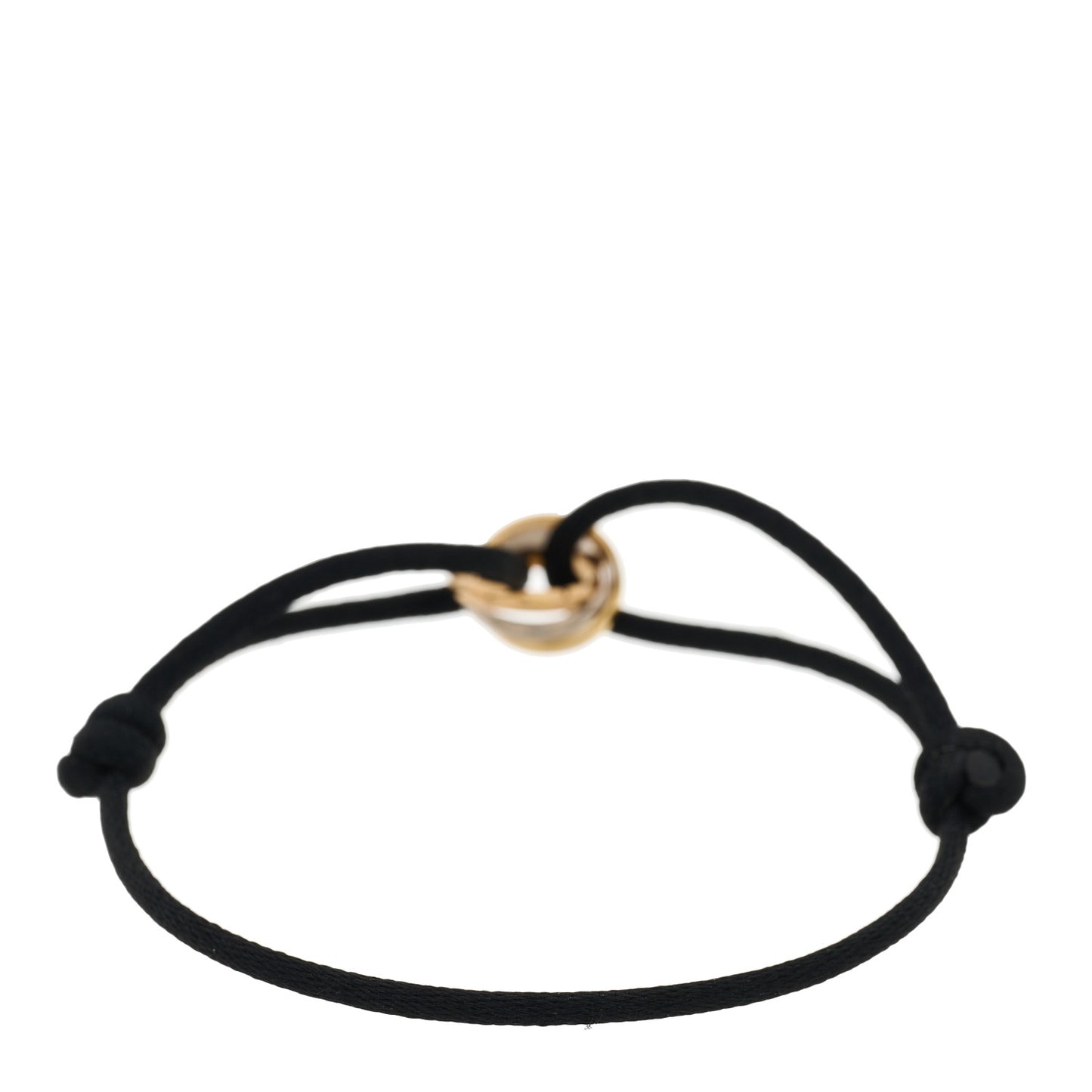 18k Pink Yellow White Gold Trinity Adjustable Cord Bracelet Black