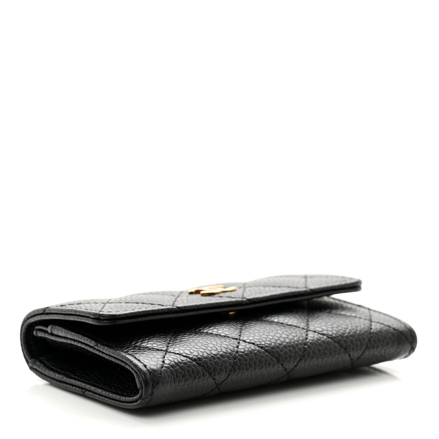 Caviar Quilted Flap Card Holder Black
