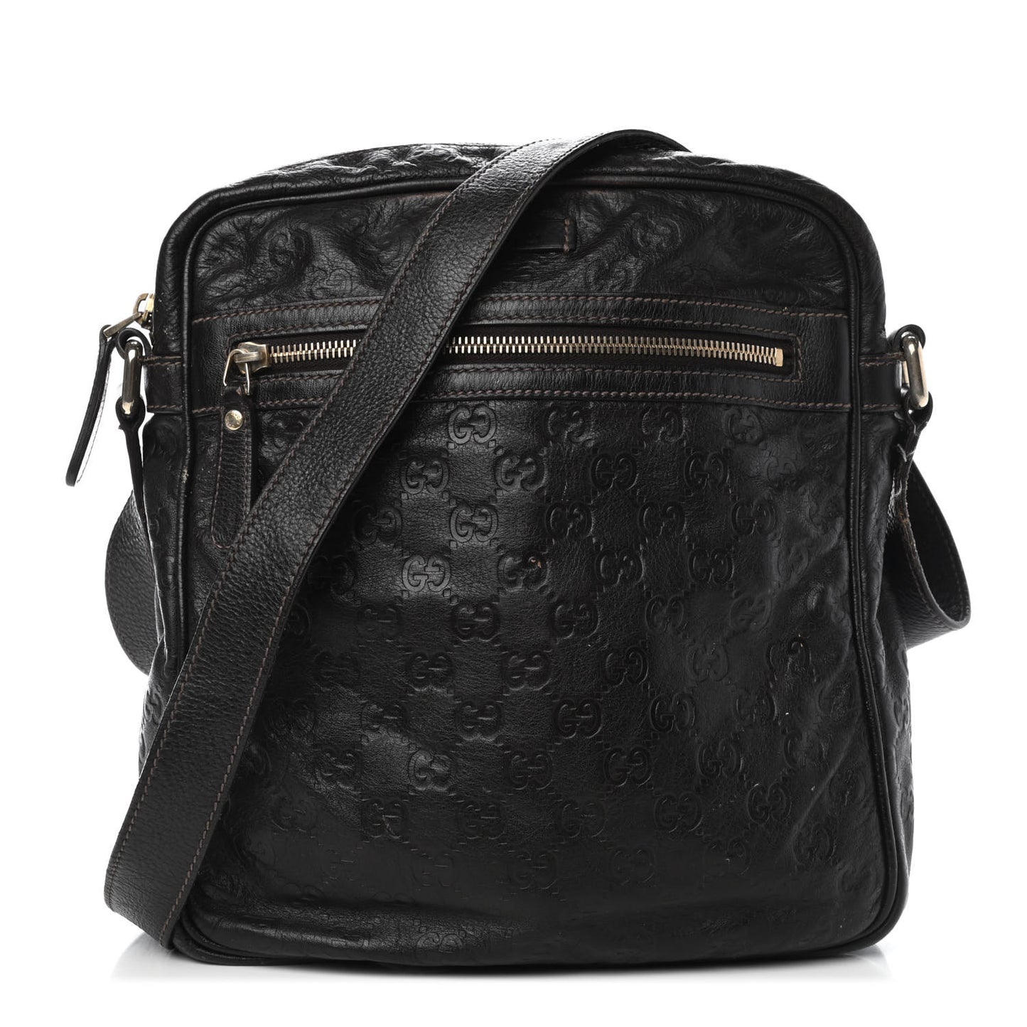 Guccissima Flat Messenger Bag Dark Brown