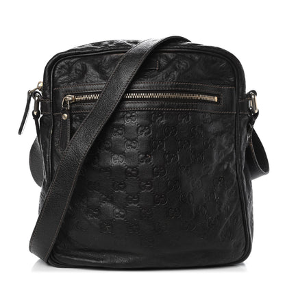 Gucci Guccissima Flat Messenger Bag Dark Brown 1 of 13