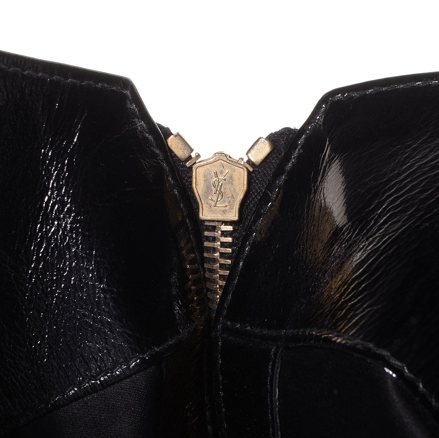 Saint Laurent Patent Crocodile Embossed Tribute Tote Black 8 of 8