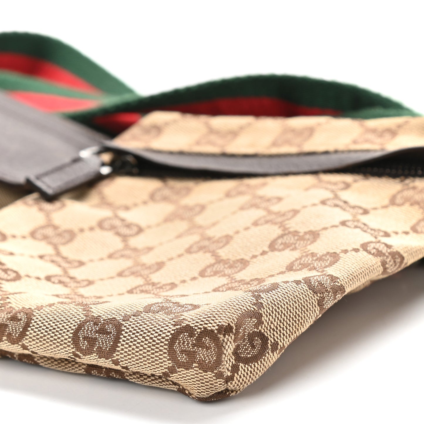 GG Monogram Web Double Pocket Belt Bag Dark Brown