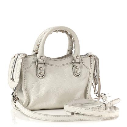 Balenciaga Chevre Silver Metallic Edge Hardware Nano City White 3 of 15