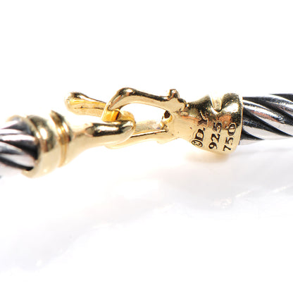 David Yurman Sterling Silver 18K Yellow Gold 3mm Cable Buckle Bracelet 4 of 5