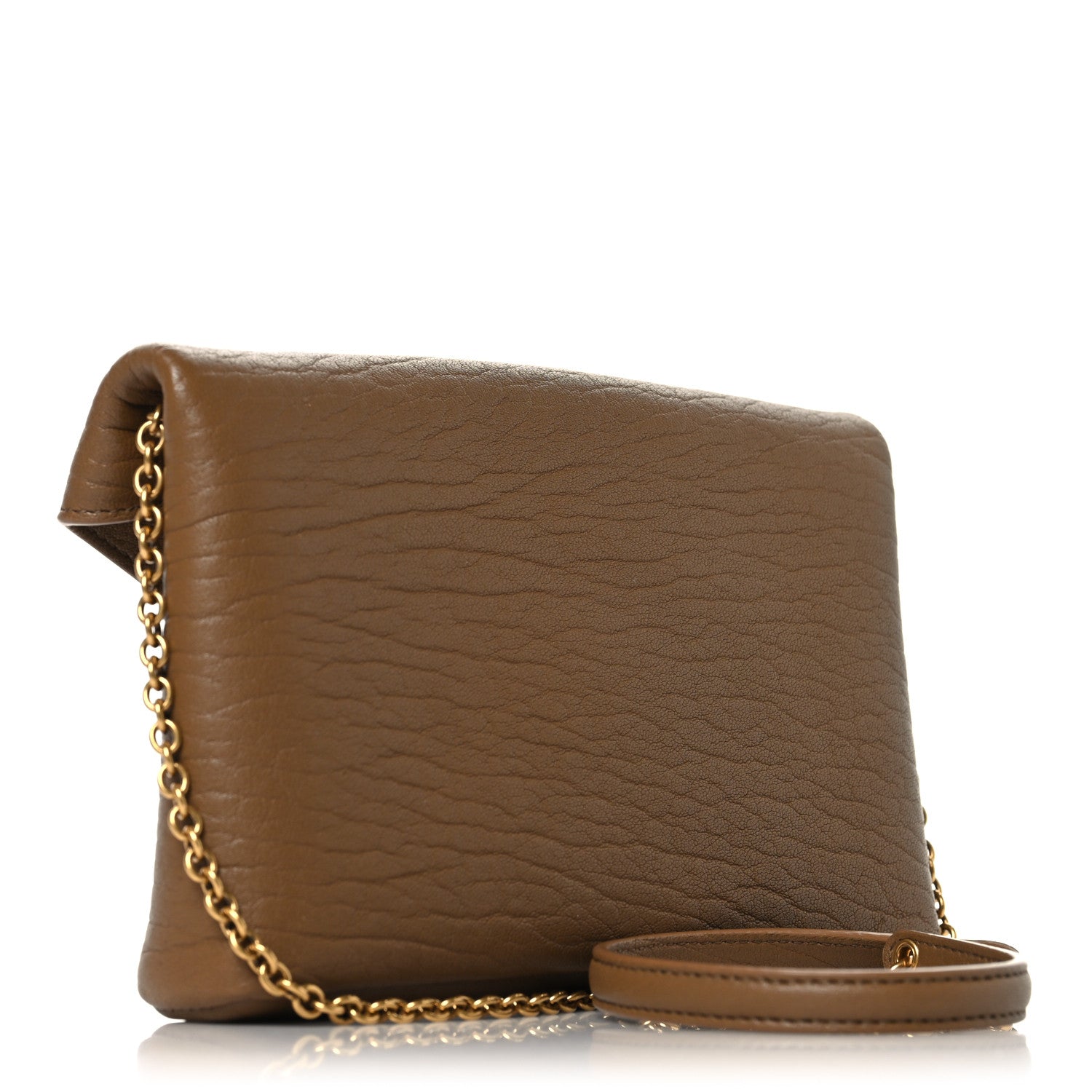 Saint Laurent Supple Lambskin Small Cassandre Chain Pouch Dark Cork 3 of 11