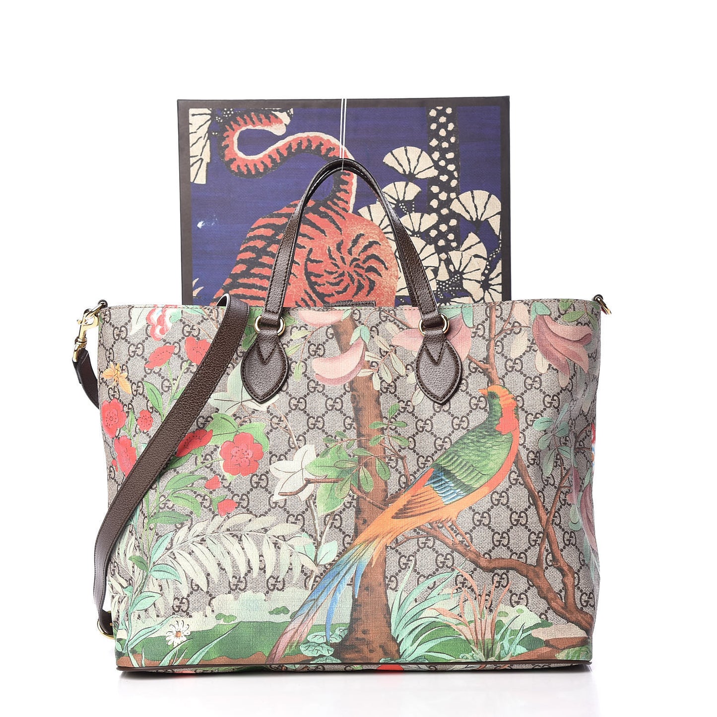 Soft GG Supreme Monogram Tian Medium Crossbody Tote Beige Multicolor New Acero