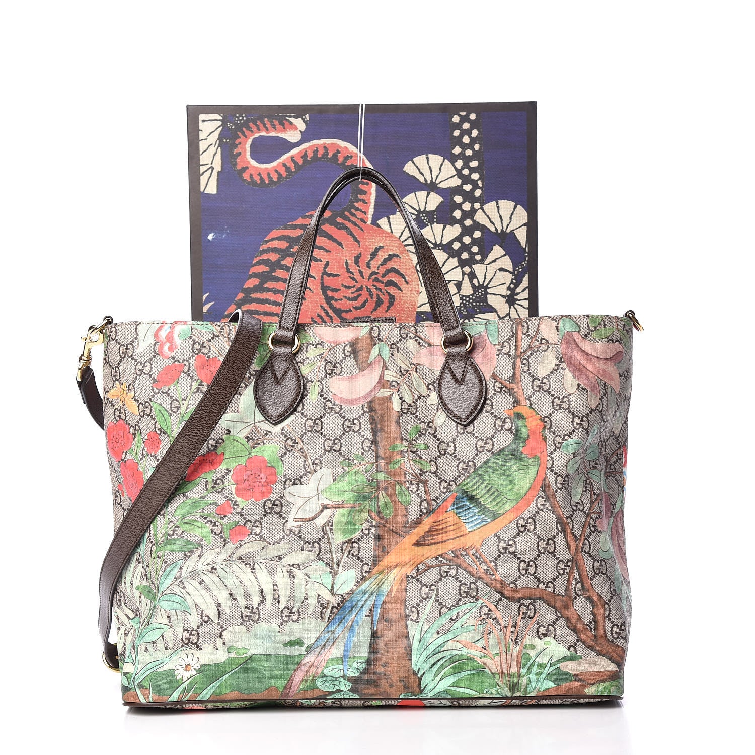 Gucci Soft GG Supreme Monogram Tian Medium Crossbody Tote Beige Multicolor New Acero 11 of 11
